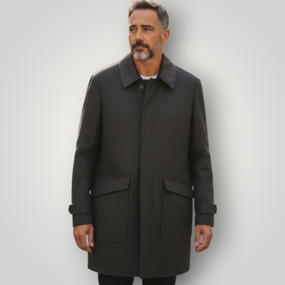 Nautica Waterville Gear Coat 44R New Charcoal Wool Blend Water Resistant Mens